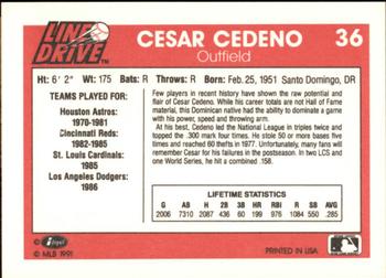 1991 Line Drive #36 Cesar Cedeno Back