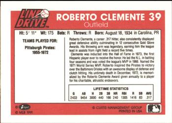 1991 Line Drive #39 Roberto Clemente Back