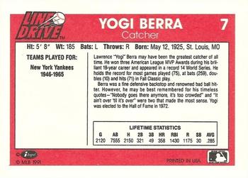 1991 Line Drive #7 Yogi Berra Back