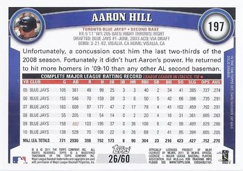 2011 Topps - Black #197 Aaron Hill Back