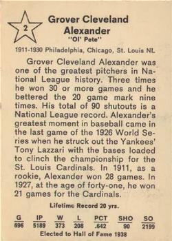 1961 Golden Press Hall of Fame Baseball Stars #2 Grover Cleveland Alexander Back