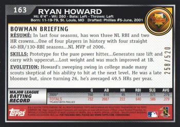 2010 Bowman - Blue #163 Ryan Howard Back