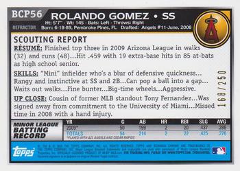 2010 Bowman - Chrome Prospects Blue Refractors #BCP56 Rolando Gomez Back