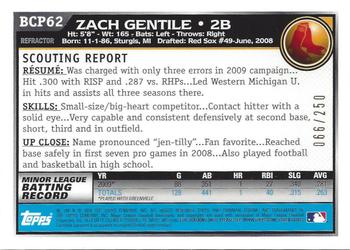2010 Bowman - Chrome Prospects Blue Refractors #BCP62 Zach Gentile Back