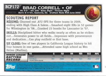 2010 Bowman Chrome - Prospects Green X-Fractors #BCP172 Brad Correll Back
