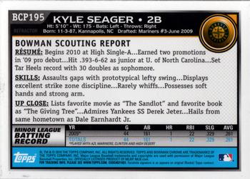 2010 Bowman Chrome - Prospects Green X-Fractors #BCP195 Kyle Seager Back