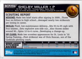 2010 Bowman Chrome - Prospects Green X-Fractors #BCP204 Shelby Miller Back