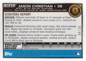 2010 Bowman - Chrome Prospects Orange Refractors #BCP28 Jason Christian Back