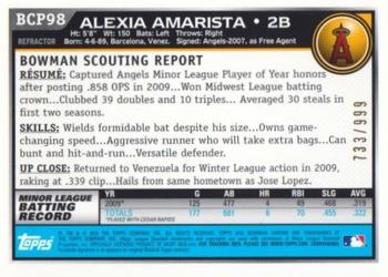 2010 Bowman - Chrome Prospects Purple Refractors #BCP98 Alexi Amarista Back