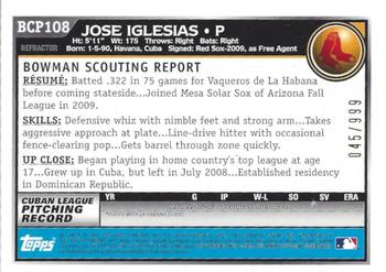 2010 Bowman - Chrome Prospects Purple Refractors #BCP108 Jose Iglesias Back