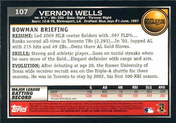 2010 Bowman - Gold #107 Vernon Wells Back