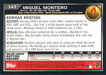 2010 Bowman - Gold #143 Miguel Montero Back