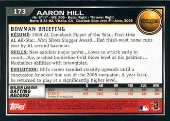 2010 Bowman - Gold #173 Aaron Hill Back
