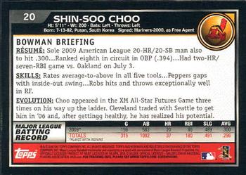 2010 Bowman - Gold #20 Shin-Soo Choo Back