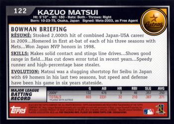 2010 Bowman - Gold #122 Kazuo Matsui Back