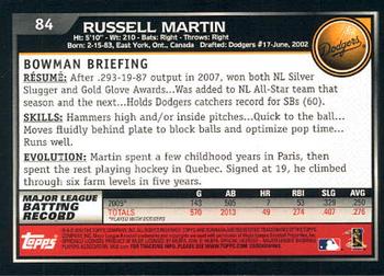 2010 Bowman - Gold #84 Russell Martin Back