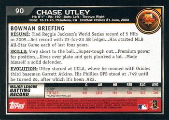 2010 Bowman - Gold #90 Chase Utley Back