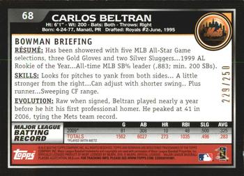 2010 Bowman - Orange #68 Carlos Beltran Back