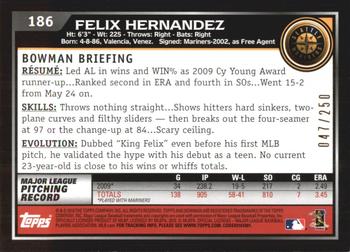 2010 Bowman - Orange #186 Felix Hernandez Back