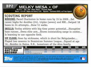 2010 Bowman Chrome - Prospects Black #BP2 Melky Mesa Back
