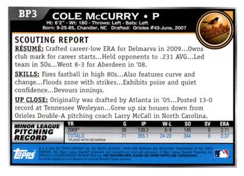 2010 Bowman Chrome - Prospects Black #BP3 Cole McCurry Back