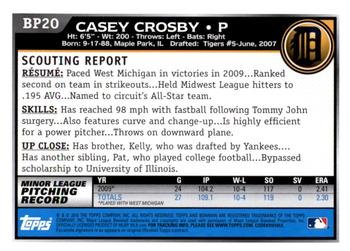 2010 Bowman Chrome - Prospects Black #BP20 Casey Crosby Back