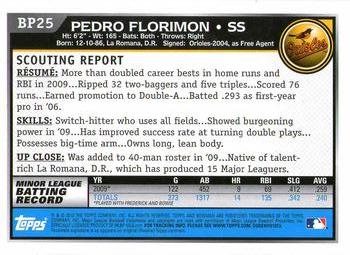 2010 Bowman Chrome - Prospects Black #BP25 Pedro Florimon Back