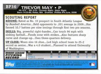 2010 Bowman Chrome - Prospects Black #BP36 Trevor May Back