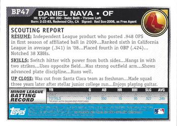 2010 Bowman Chrome - Prospects Black #BP47 Daniel Nava Back