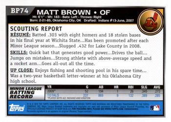 2010 Bowman Chrome - Prospects Black #BP74 Matt Brown Back