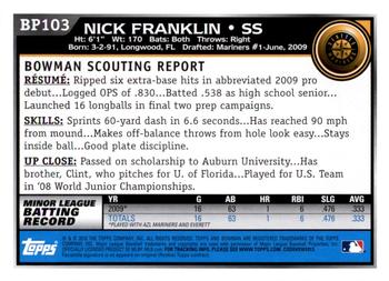 2010 Bowman Chrome - Prospects Black #BP103 Nick Franklin Back