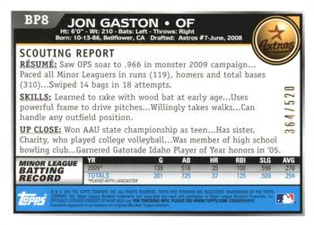 2010 Bowman - Prospects Blue #BP8 Jon Gaston Back