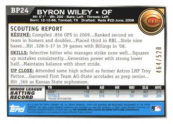 2010 Bowman - Prospects Blue #BP24 Byron Wiley Back