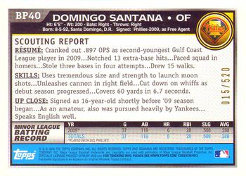 2010 Bowman - Prospects Blue #BP40 Domingo Santana Back