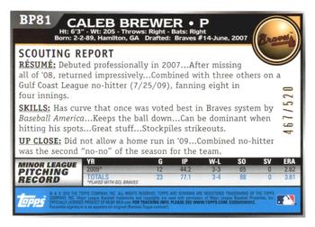 2010 Bowman - Prospects Blue #BP81 Caleb Brewer Back