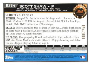 2010 Bowman - Prospects Orange #BP34 Scott Shaw Back