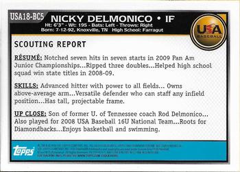 2010 Bowman Chrome - 18U USA Baseball #USA18-BC5 Nicky Delmonico Back