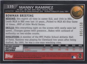 2010 Bowman Chrome - Blue Refractors #135 Manny Ramirez Back