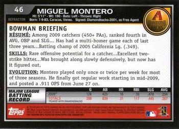 2010 Bowman Chrome - Refractors #46 Miguel Montero Back
