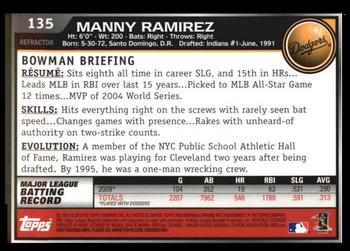 2010 Bowman Chrome - Refractors #135 Manny Ramirez Back