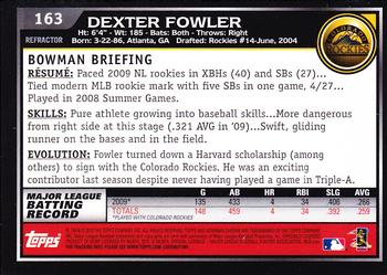 2010 Bowman Chrome - Refractors #163 Dexter Fowler Back