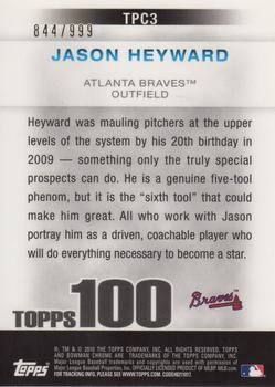 2010 Bowman Chrome - Topps 100 Prospects #TPC3 Jason Heyward Back