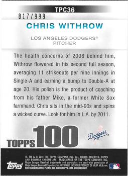 2010 Bowman Chrome - Topps 100 Prospects #TPC36 Chris Withrow Back
