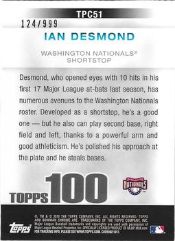 2010 Bowman Chrome - Topps 100 Prospects #TPC51 Ian Desmond Back