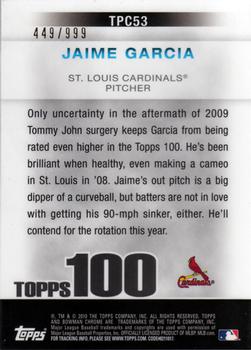 2010 Bowman Chrome - Topps 100 Prospects #TPC53 Jaime Garcia Back