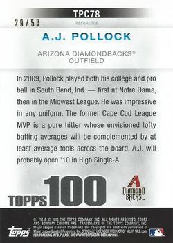 2010 Bowman Chrome - Topps 100 Prospects Gold Refractors #TPC78 A.J. Pollock Back
