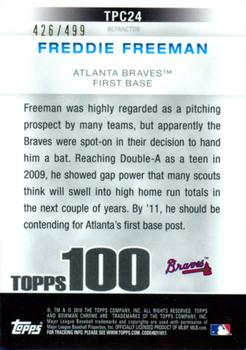2010 Bowman Chrome - Topps 100 Prospects Refractors #TPC24 Freddie Freeman Back