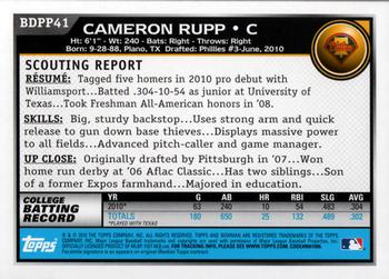 2010 Bowman Draft Picks & Prospects - Prospects #BDPP41 Cameron Rupp Back