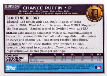 2010 Bowman Draft Picks & Prospects - Prospects #BDPP64 Chance Ruffin Back