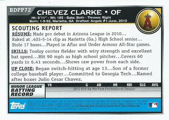 2010 Bowman Draft Picks & Prospects - Prospects #BDPP72 Chevez Clarke Back